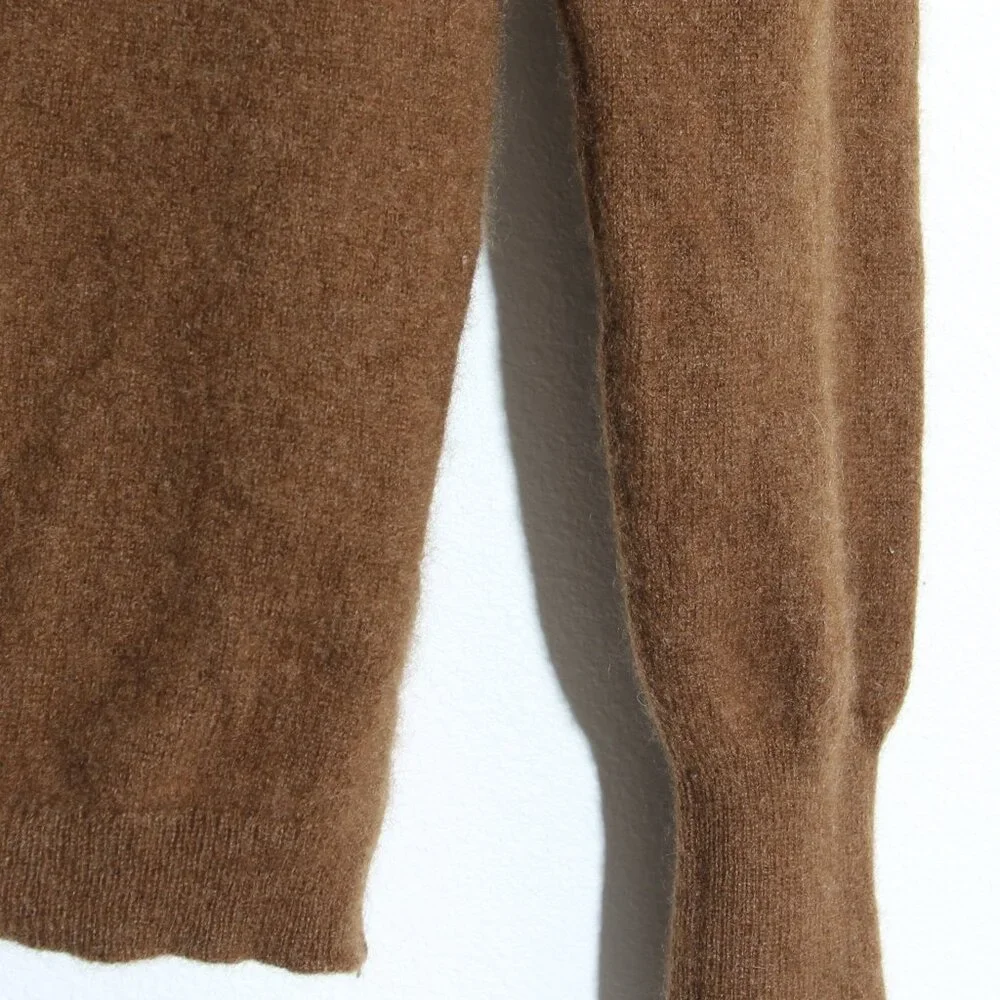 J. Crew 100% Cashmere Classic-Fit Crewneck Sweater Warm Tan Long Sleeve Sz Small